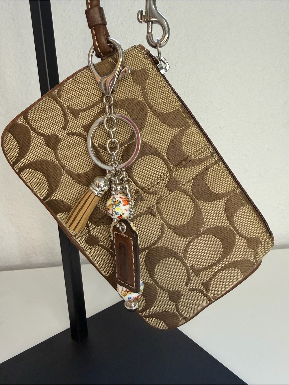 Coach Canvas Wristlet in Brown/Tan Signature Print